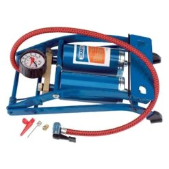 Draper Double Cylinder Foot Pump With Pressure Gauge