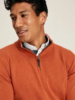 Joules Hillside Orange / Navy Quarter Zip Knitted Jumper -Home Tools And Supplies Store 514711s4