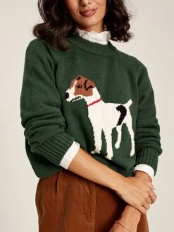 Joules Margot Dark Green Intarsia Knit Jumper