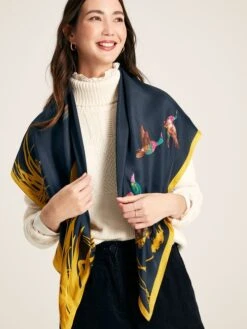 Joules Bloomfield Navy Large Square Silk Scarf -Home Tools And Supplies Store C98049s