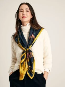 Joules Bloomfield Navy Large Square Silk Scarf -Home Tools And Supplies Store C98049s3