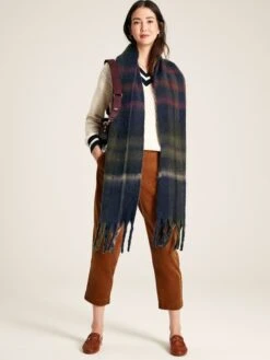 Joules Folley Blue Heavy Brushed Scarf -Home Tools And Supplies Store D26770s
