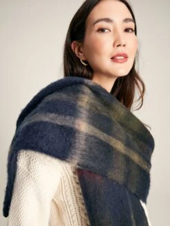 Joules Folley Blue Heavy Brushed Scarf -Home Tools And Supplies Store D26770s3