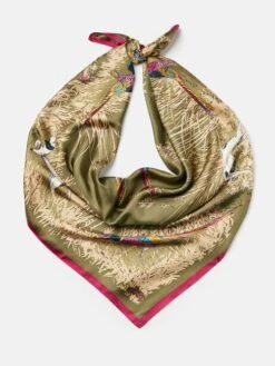 Joules Bloomfield Green Large Square Silk Scarf