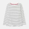 Joules Harbour Long Sleeve Jersey Top Cream Navy Striped