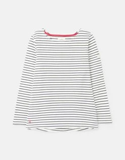 Joules Harbour Long Sleeve Jersey Top Cream Navy Striped