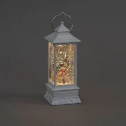 Christmas 31cm Water Lantern Featuring Snowman With Warm White LEDS