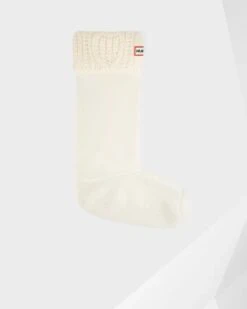 Hunter Original Cable Cuff Tall Boot Socks White