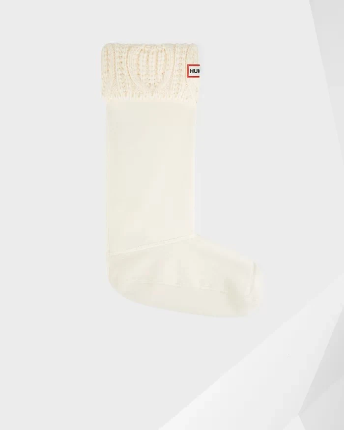 Hunter Original Cable Cuff Tall Boot Socks White 3 Hunter Original Cable Cuff Tall Boot Socks White