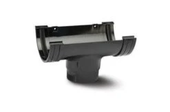 Polypipe 150mm Half Round Gutter Running Outlet To 110mm Soil Pipe, Black