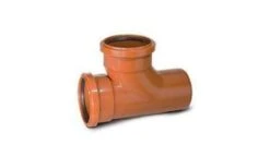 Polypipe 110mm Underground 87.5 Double Socket Equal Junction, Terracotta