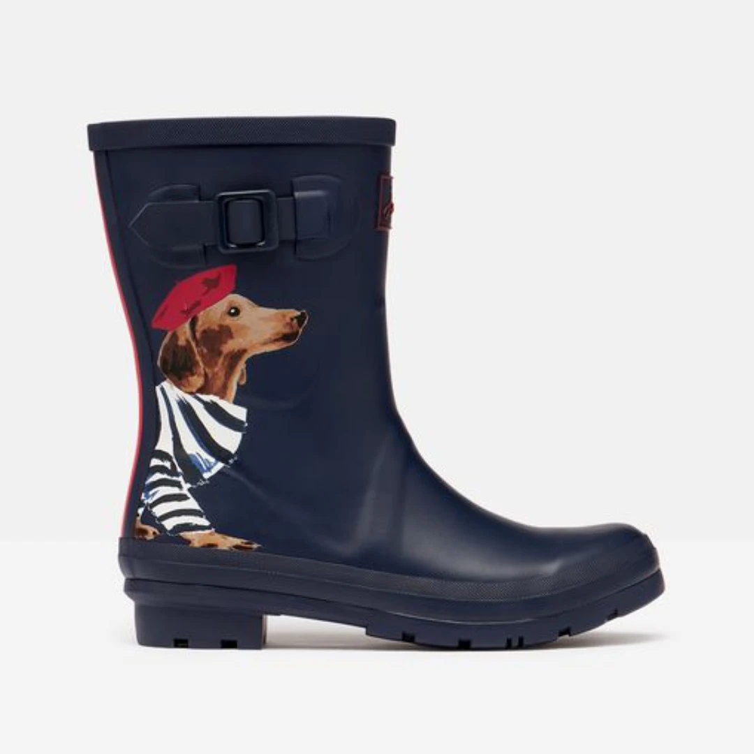 Joules Navy Sausage Dog Molly Mid Height Wellies 3 Joules Navy Sausage Dog Molly Mid Height Wellies
