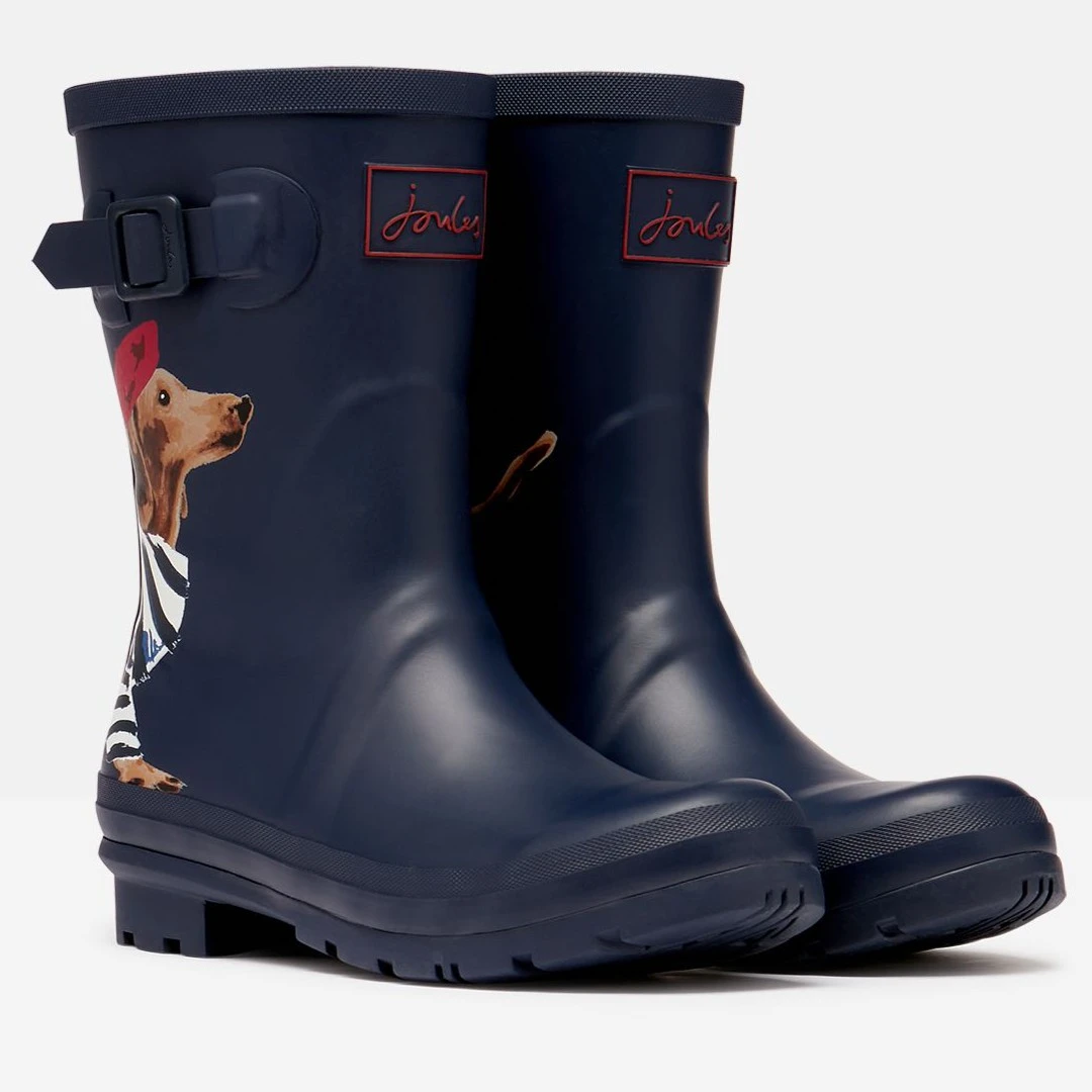 Joules Navy Sausage Dog Molly Mid Height Wellies 5 Joules Navy Sausage Dog Molly Mid Height Wellies - Image 3