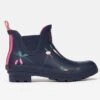 Joules Short Height Navy Veg Printed Wellibobs