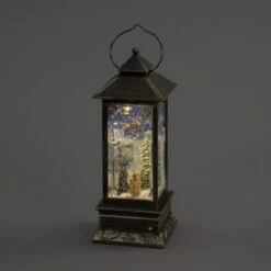 Snowtime Battery Water Lantern Of Cats And Dogs Watching Santa